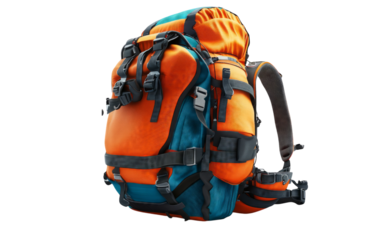 Colorful Backpack on Transparent Background