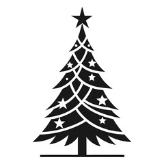 Elegant Silhouette of a Christmas Tree with Star and Ornament Details