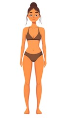 Fototapeta premium Cartoon swimmer wearing a tankini on a white background