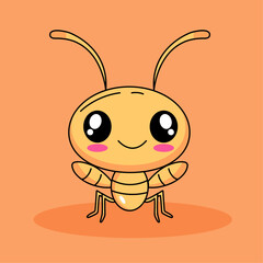 Cute Bee Cartoon Kawaii Sticker. Character Vector Illustration