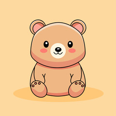 Cute Bear Cartoon Kawaii Sticker. Character Vector Illustration