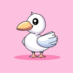 Cute Bird Cartoon Kawaii Sticker. Character Vector Illustration