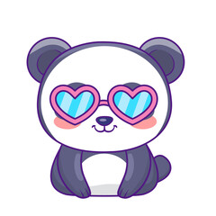 Cute Panda Cartoon Kawaii Sticker. Character Vector Illustration