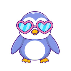 Fototapeta premium Cute Penguin Cartoon Kawaii Sticker. Character Vector Illustration