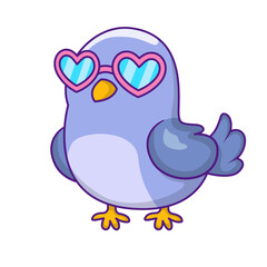 Cute Bird Cartoon Kawaii Sticker. Character Vector Illustration
