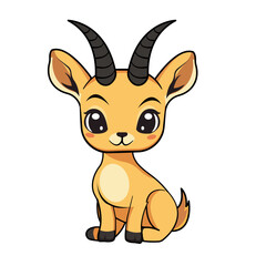 Cute Deer Cartoon Kawaii Sticker. Character Vector Illustration