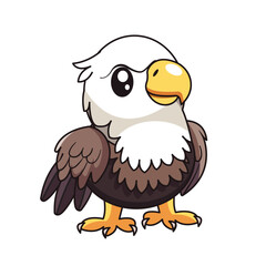 Cute Eagle Cartoon Kawaii Sticker. Character Vector Illustration
