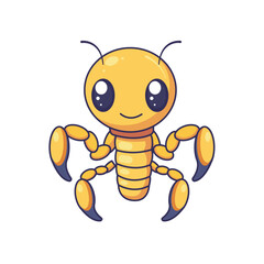 Cute Centipede Cartoon Kawaii Sticker. Character Vector Illustration