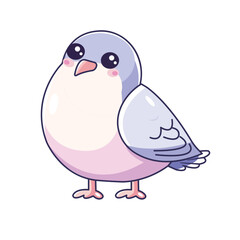 Cute Bird Cartoon Kawaii Sticker. Character Vector Illustration