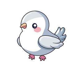 Cute Bird Cartoon Kawaii Sticker. Character Vector Illustration