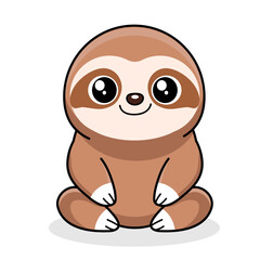 Cute Sloth Cartoon Kawaii Sticker. Character Vector Illustration