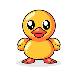 Cute Duck Cartoon Kawaii Sticker. Character Vector Illustration