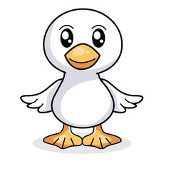 Cute Duck Cartoon Kawaii Sticker. Character Vector Illustration
