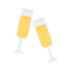 Glasses of sparkling wine. Graphic icon. Two glasses of champagne. Vector illustration isolated on white background. Abstract.