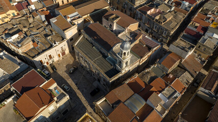 Aerial view of the church of Torremaggiore, a small town in the province of Foggia, Puglia, Italy.