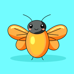 Cute Bug Cartoon Kawaii Sticker. Character Vector Illustration