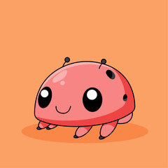 Cute Ladybug Cartoon Kawaii Sticker. Character Vector Illustration