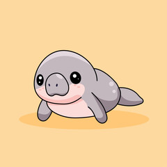 Cute Seal Cartoon Kawaii Sticker. Character Vector Illustration