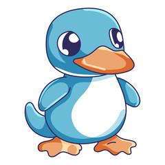 Cute Platypus Cartoon Kawaii Sticker. Character Vector Illustration
