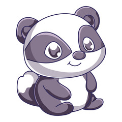Cute Panda Cartoon Kawaii Sticker. Character Vector Illustration