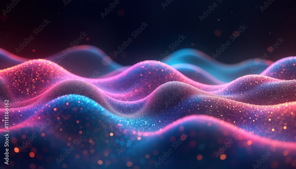 Aufkleber abstract neon fluid waves. colorful holographic design. dynamic movement. glittering particles. futu