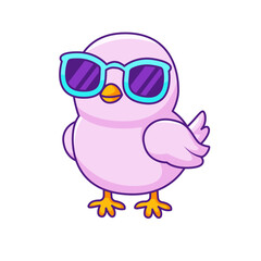 Fototapeta premium Cute Bird Cartoon Kawaii Sticker. Character Vector Illustration