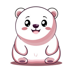 Cute Polar Bear Cartoon Kawaii Sticker. Character Vector Illustration