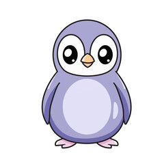 Cute Penguin Cartoon Kawaii Sticker. Character Vector Illustration