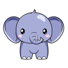 Obraz premium Cute Elephant Cartoon Kawaii Sticker. Character Vector Illustration
