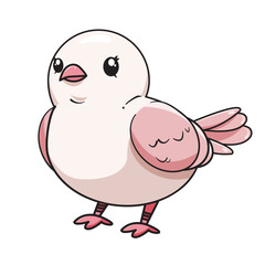 Cute Bird Cartoon Kawaii Sticker. Character Vector Illustration