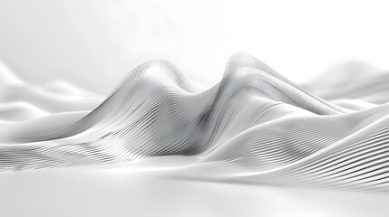 Abstract white 3D wavy landscape.