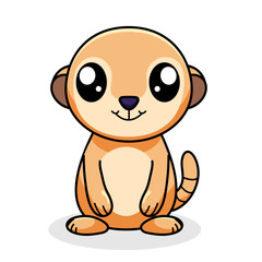 Cute Meerkat Otter Kawaii Sticker. Character Vector Illustration