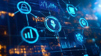 A compliance-themed graphic representing regulatory compliance in blockchain, incorporating symbols of data privacy, financial transactions, and anti-money laundering (AML) practices in a secure digit