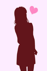女性の立ち絵の影絵　恋