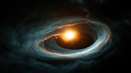 A vibrant display of a fiery planet encircled by a swirling nebula, casting warm light across the dark expanse of outer space, evoking a sense of awe and grandeur.