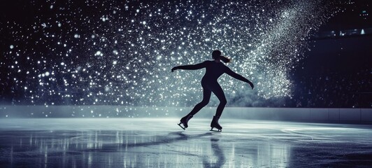 Graceful Figure Skater Under Sparkling Snow