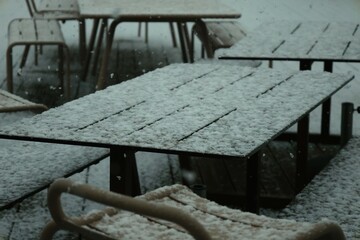 bench in the snow