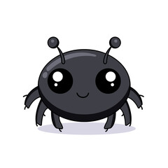 Cute Spider Cartoon Kawaii Sticker. Character Vector Illustration