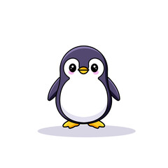 Cute Penguin Cartoon Kawaii Sticker. Character Vector Illustration