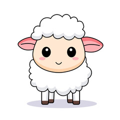 Cute Sheep Cartoon Kawaii Sticker. Character Vector Illustration