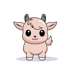 Cute Goat Cartoon Kawaii Sticker. Character Vector Illustration