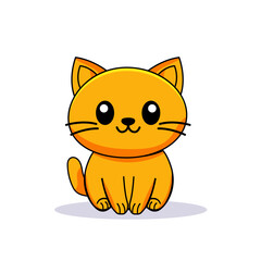 Cute Cat Cartoon Kawaii Sticker. Character Vector Illustration