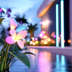 Futuristic Garden at Night