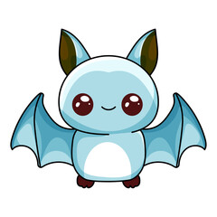 Cute Bat Cartoon Kawaii Sticker. Character Vector Illustration