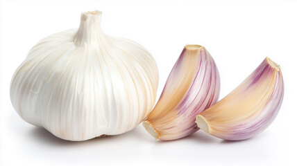 Garlic set isolated  on White Background 
