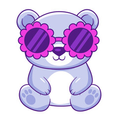 Cute Little Panda Cartoon Kawaii Sticker. Character Vector Illustration