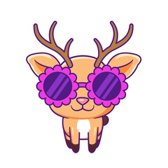 Cute Deer Cartoon Kawaii Sticker. Character Vector Illustration