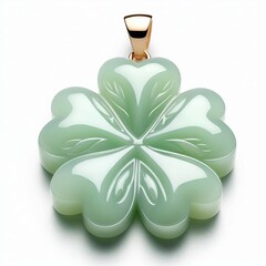 Jade Four Leaf Clover Pendant A four leaf clover carved from pal