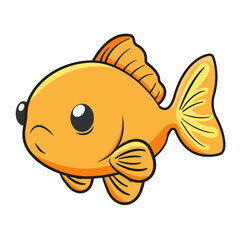 Cute Fish Cartoon Kawaii Sticker. Character Vector Illustration
