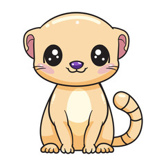 Cute Otter Cartoon Kawaii Sticker. Character Vector Illustration